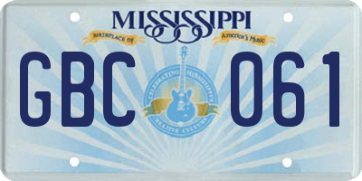 MS license plate GBC061