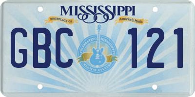 MS license plate GBC121