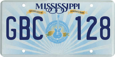 MS license plate GBC128