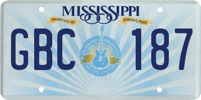 MS license plate GBC187