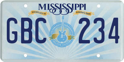 MS license plate GBC234