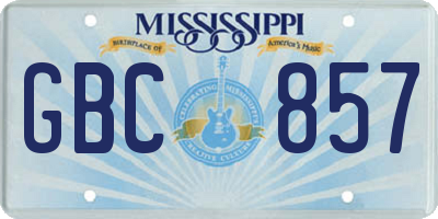 MS license plate GBC857