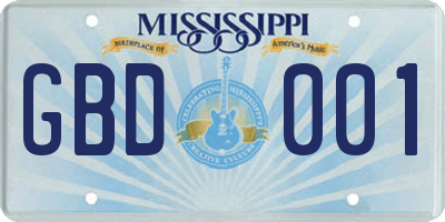 MS license plate GBD001