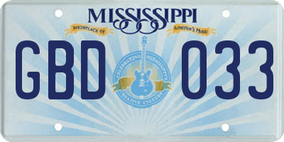 MS license plate GBD033