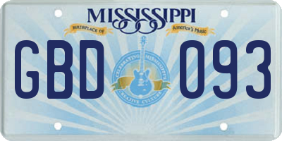 MS license plate GBD093