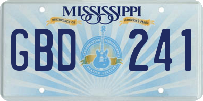 MS license plate GBD241