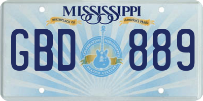 MS license plate GBD889