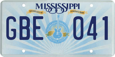 MS license plate GBE041