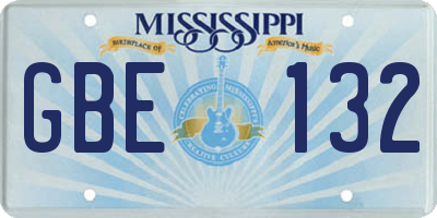 MS license plate GBE132