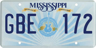 MS license plate GBE172