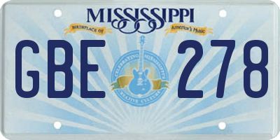 MS license plate GBE278