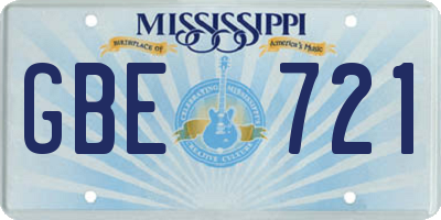MS license plate GBE721