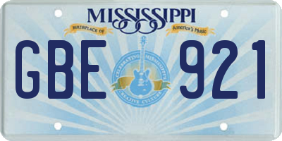 MS license plate GBE921