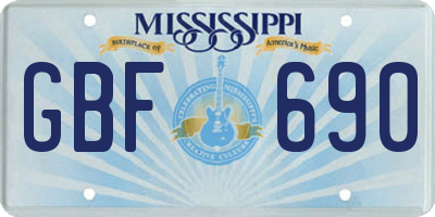 MS license plate GBF690