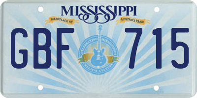 MS license plate GBF715