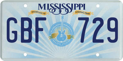 MS license plate GBF729