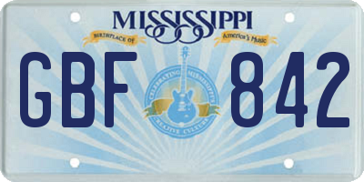 MS license plate GBF842