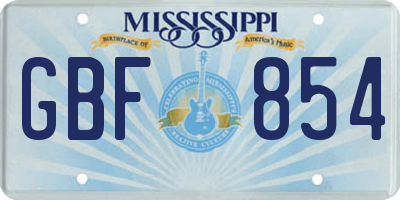MS license plate GBF854