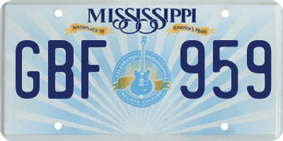 MS license plate GBF959
