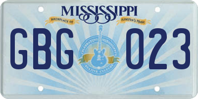 MS license plate GBG023