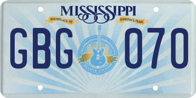 MS license plate GBG070