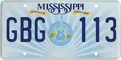 MS license plate GBG113