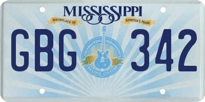 MS license plate GBG342