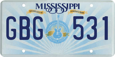MS license plate GBG531