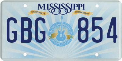 MS license plate GBG854
