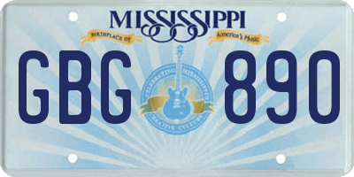 MS license plate GBG890