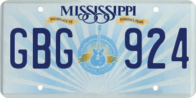 MS license plate GBG924