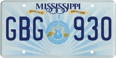 MS license plate GBG930