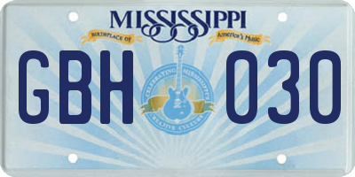 MS license plate GBH030