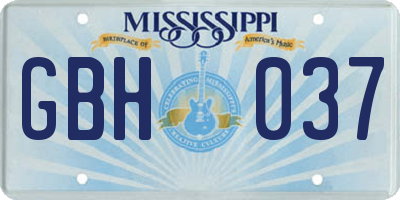 MS license plate GBH037