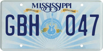 MS license plate GBH047