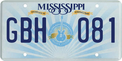 MS license plate GBH081