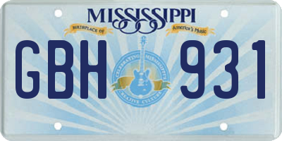 MS license plate GBH931
