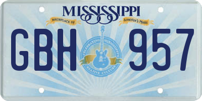 MS license plate GBH957