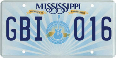 MS license plate GBI016