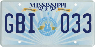 MS license plate GBI033