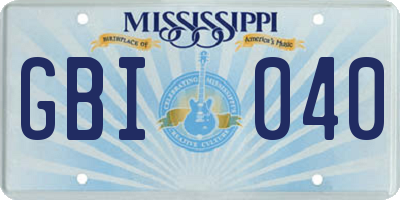 MS license plate GBI040