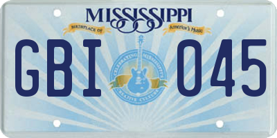 MS license plate GBI045