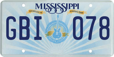 MS license plate GBI078