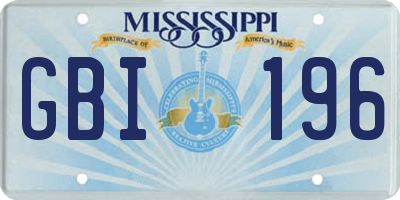 MS license plate GBI196