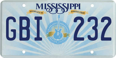 MS license plate GBI232
