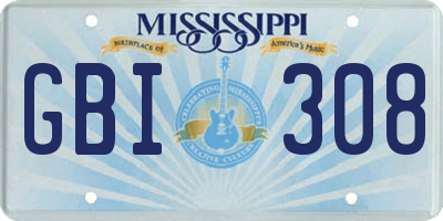 MS license plate GBI308