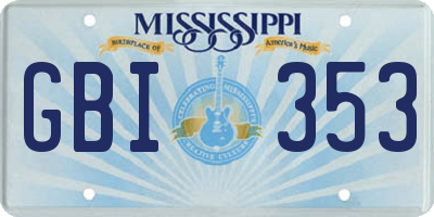MS license plate GBI353