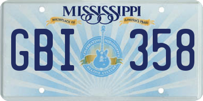 MS license plate GBI358