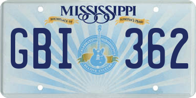 MS license plate GBI362