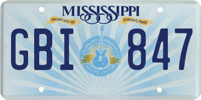 MS license plate GBI847